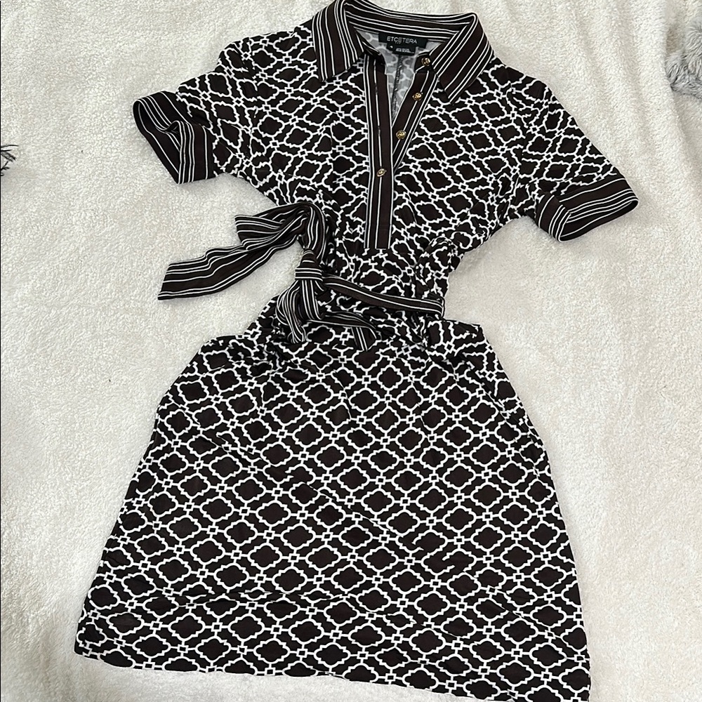 Etcetera brown and White Geometric Dress size 4